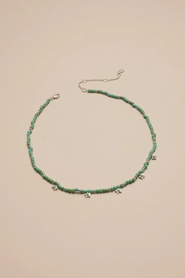 Lucky Brand Jewelry Women Beaded Star Necklace Silver