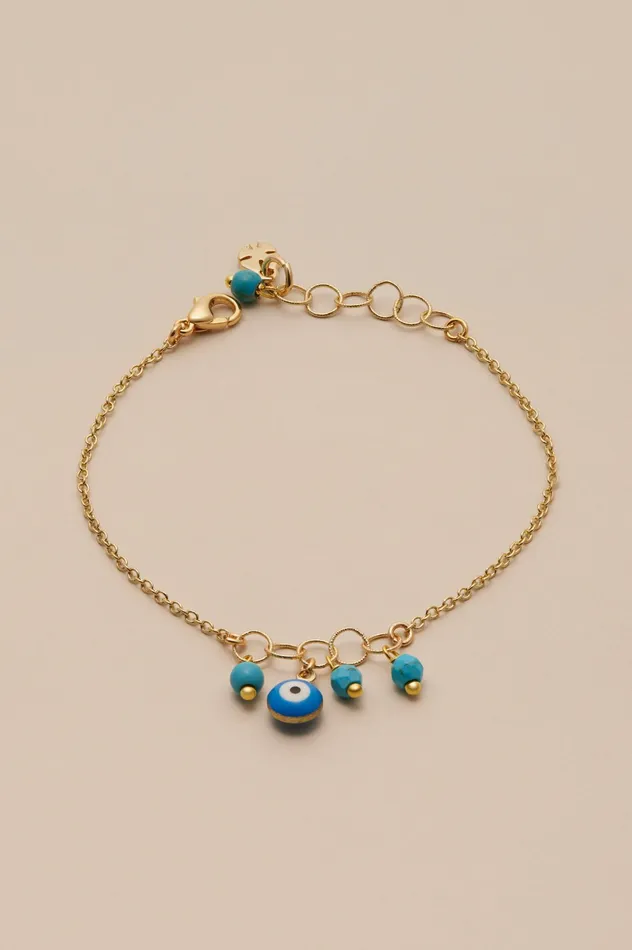 Lucky Brand Jewelry Women Evil Eye Bracelet Blue Turquoise