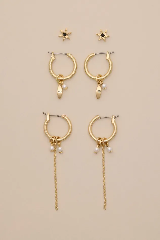Lucky Brand Jewelry Women High Shine Gold Pearl Earring Set Gold