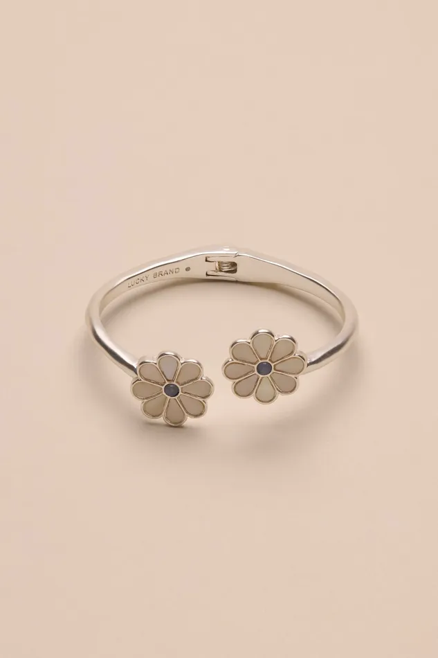 Lucky Brand Jewelry Women Inlay Daisy Cuff Silver