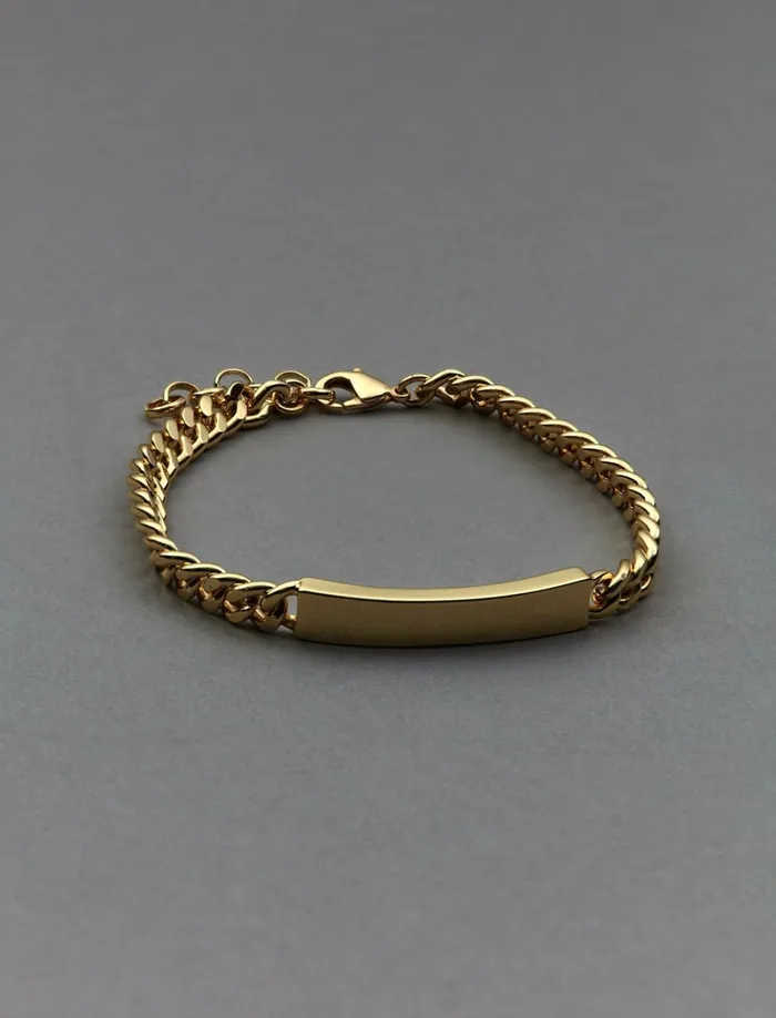 Lucky Brand Jewelry Women Name Plate Link Bracelet Gold