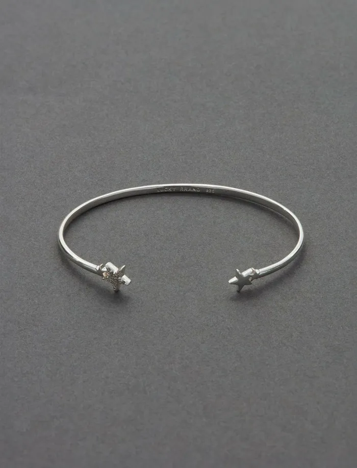 Lucky Brand Jewelry Women Sterling Sliver Star Cuff Silver
