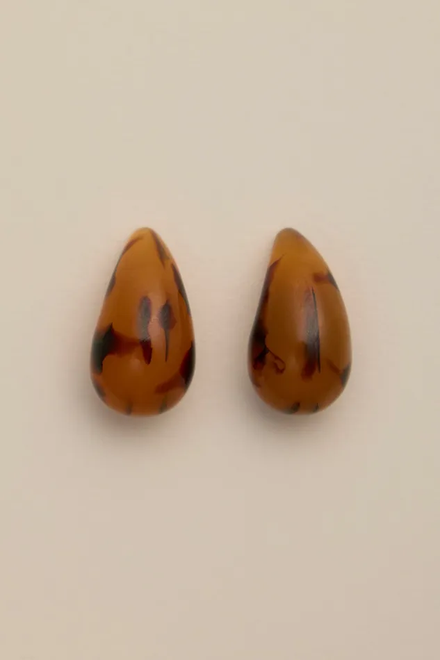 Lucky Brand Jewelry Women Tort Resin Bean Earring Silver