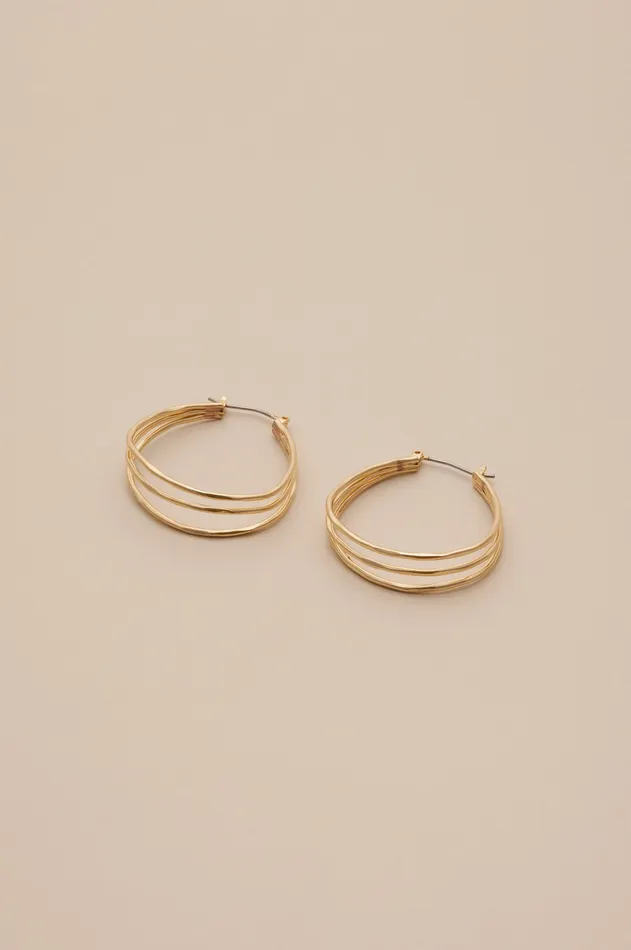 Lucky Brand Jewelry Women Triple Layer Hoop Gold
