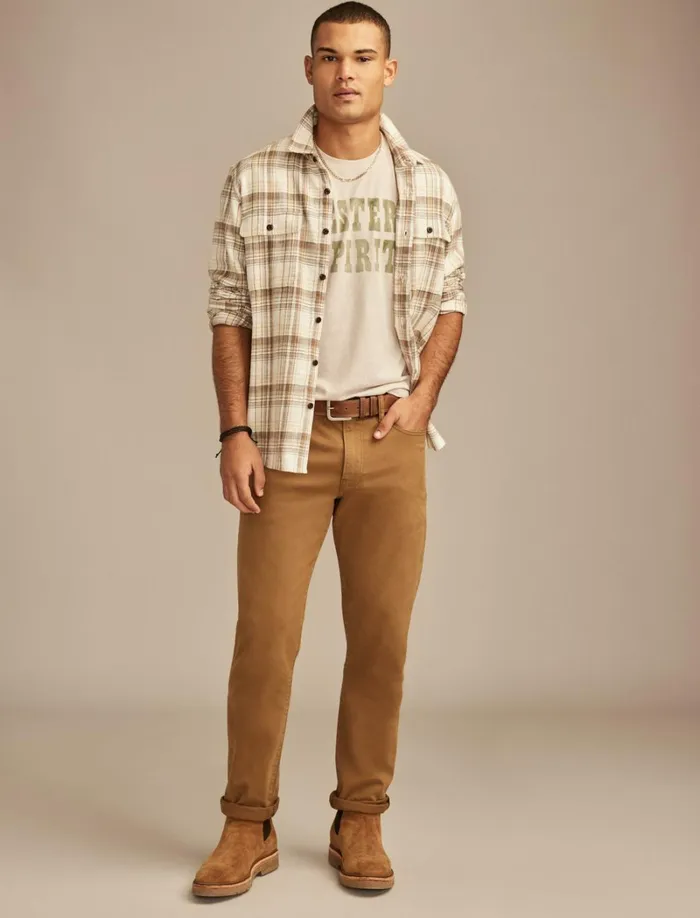 Lucky Brand Pants Men 410 Athletic Straight Tuscan Tan Wash