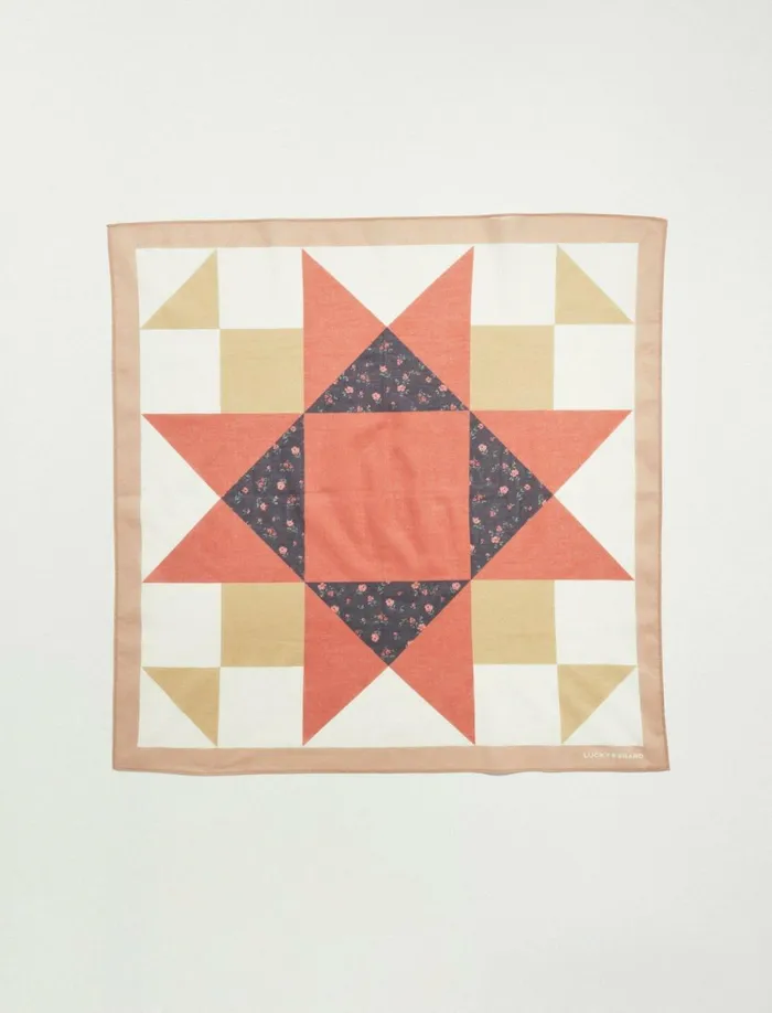 Lucky Brand Scarves and Bandanas Women Quilt Square Bandana Open Overflow