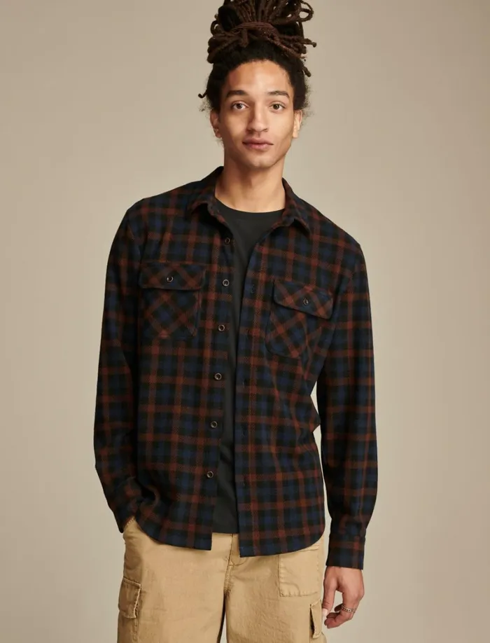 Lucky Brand Shirts and Tops Men Brushed Jersey Shirt Blue Multi