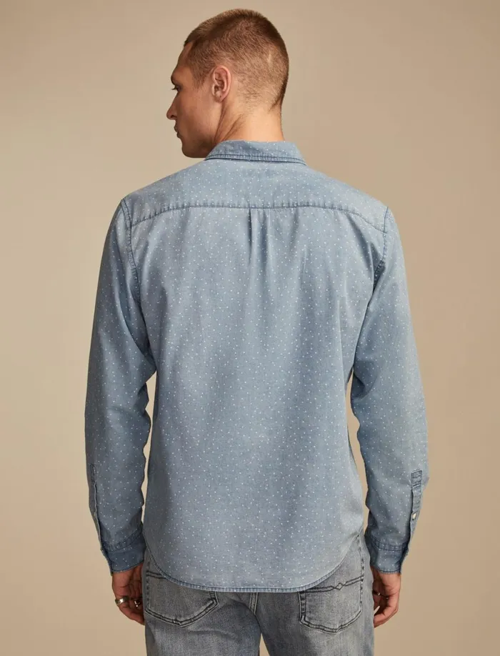 Lucky Brand Shirts and Tops Men Printed Poplin Long Sleeve Shirt Indigo Print