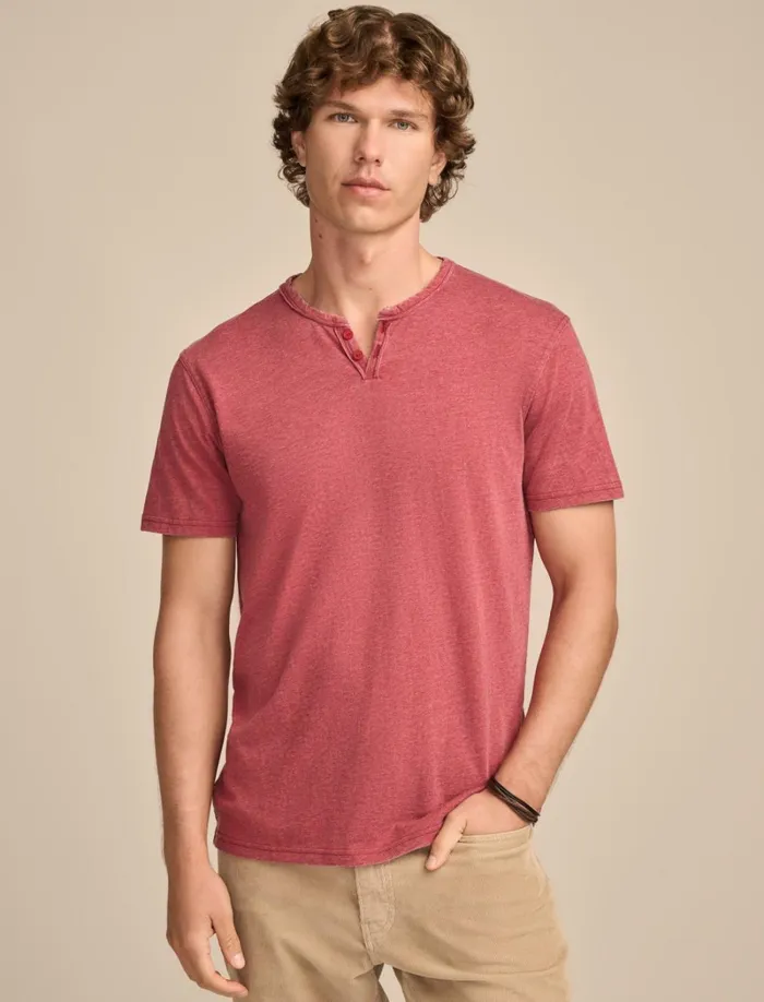 Lucky Brand Shirts and Tops Men Venice Burnout Notch Neck Tee Rio Red