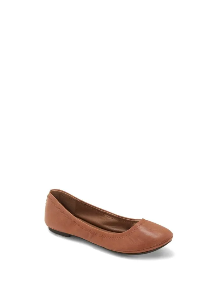 Lucky Brand Shoes Women Emmie Ballet Leather Flats Bourbon