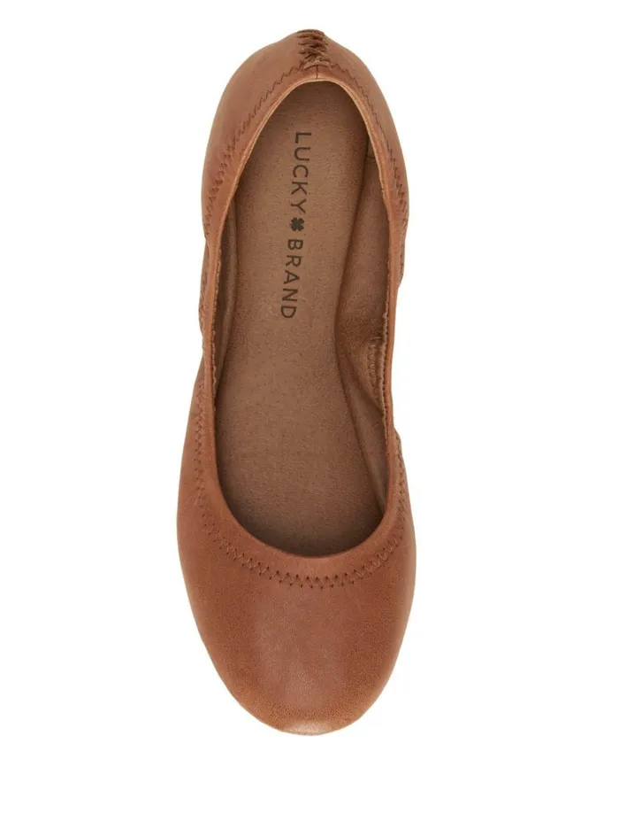 Lucky Brand Shoes Women Emmie Ballet Leather Flats Bourbon