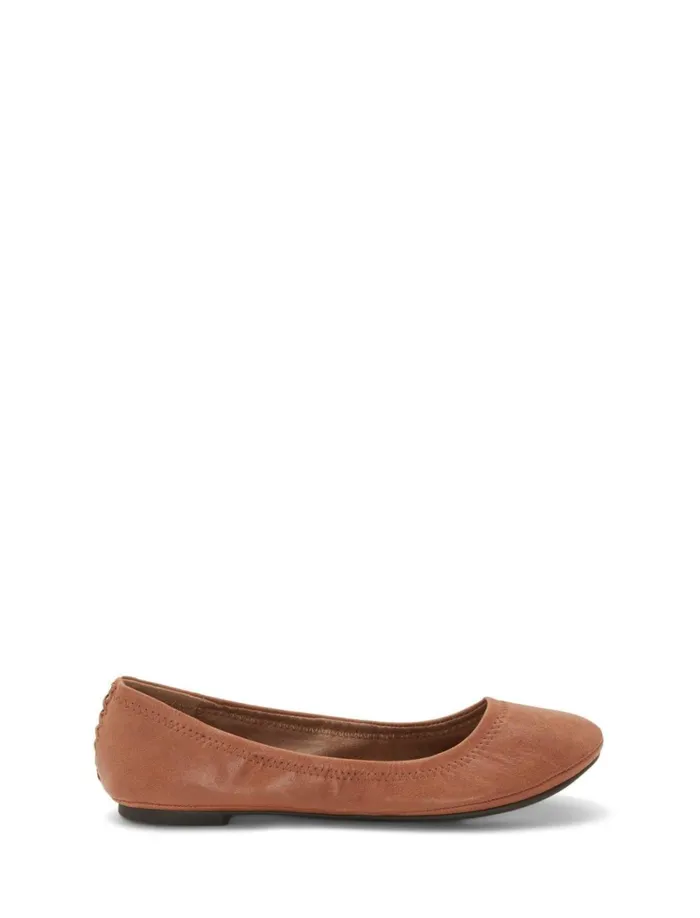 Lucky Brand Shoes Women Emmie Ballet Leather Flats Bourbon