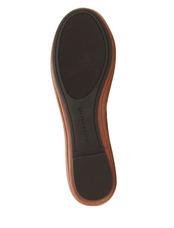 Lucky Brand Shoes Women Emmie Ballet Leather Flats Bourbon