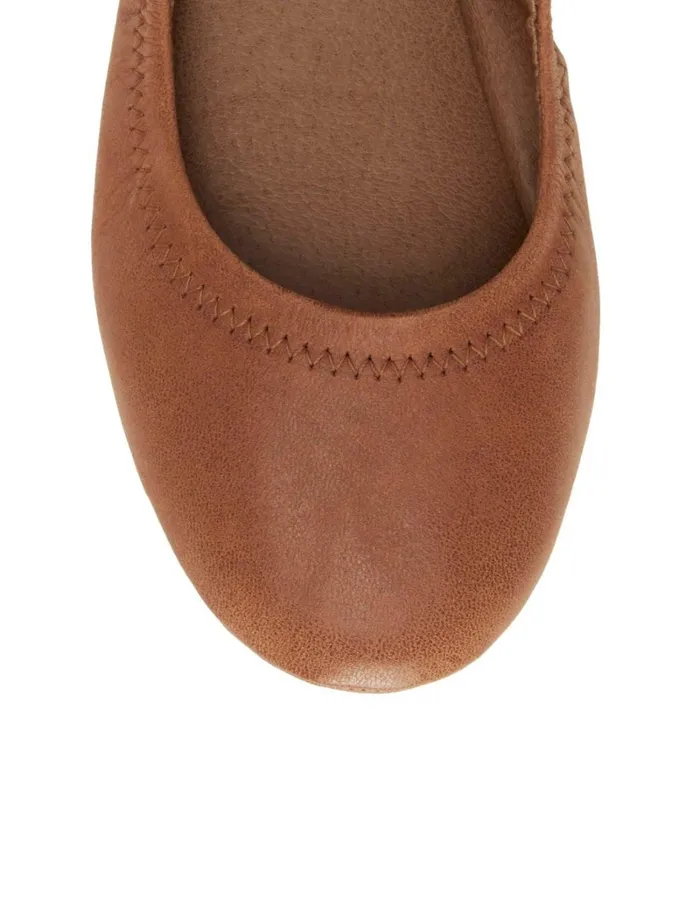 Lucky Brand Shoes Women Emmie Ballet Leather Flats Bourbon