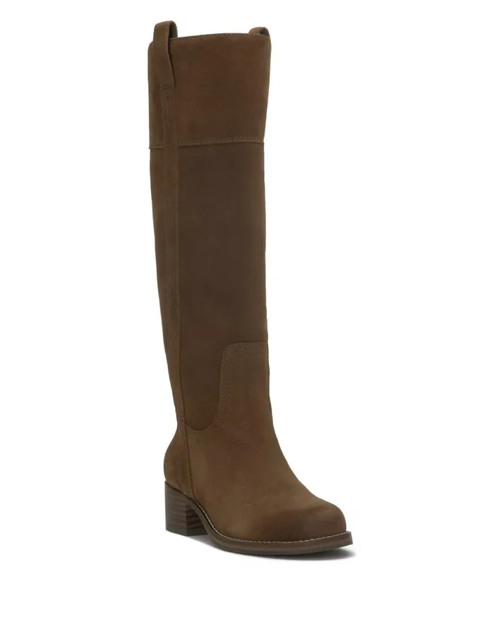 Lucky Brand Shoes Women Hybiscus Extra Wide Calf Riding Boot Dark Brown