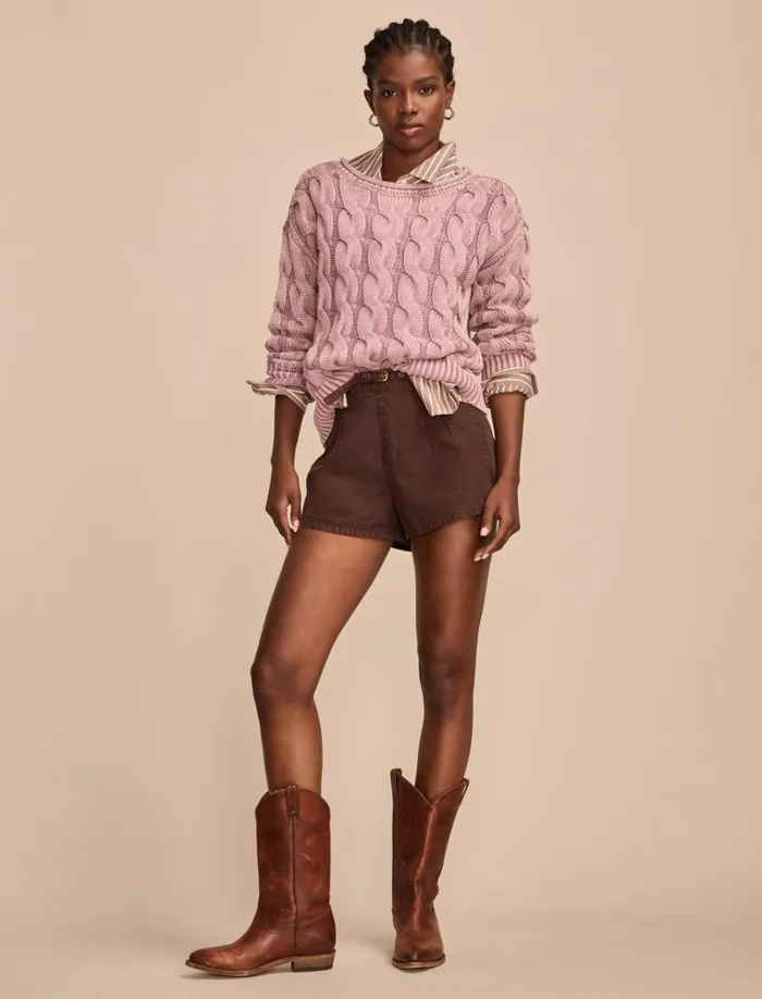 Lucky Brand Sweaters and Sweatshirts Women Cable Sweater Pullover Elderberry