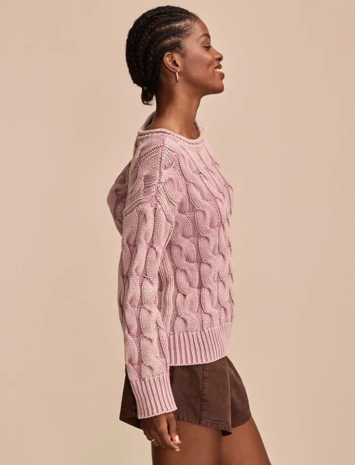 Lucky Brand Sweaters and Sweatshirts Women Cable Sweater Pullover Elderberry