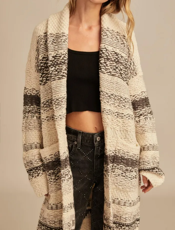 Lucky Brand Sweaters and Sweatshirts Women Fairisle Coatigan Cream Combo