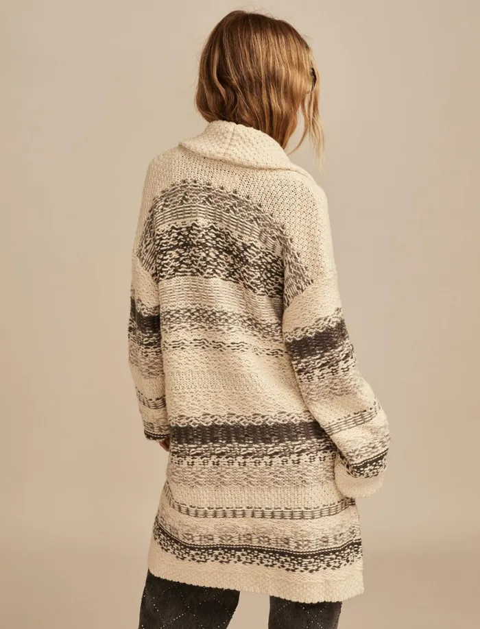 Lucky Brand Sweaters and Sweatshirts Women Fairisle Coatigan Cream Combo
