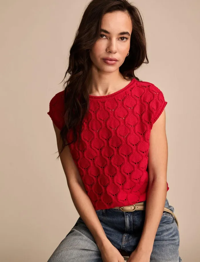 Lucky Brand Sweaters and Sweatshirts Women Pointelle Bobble Sweater Vest Lollipop
