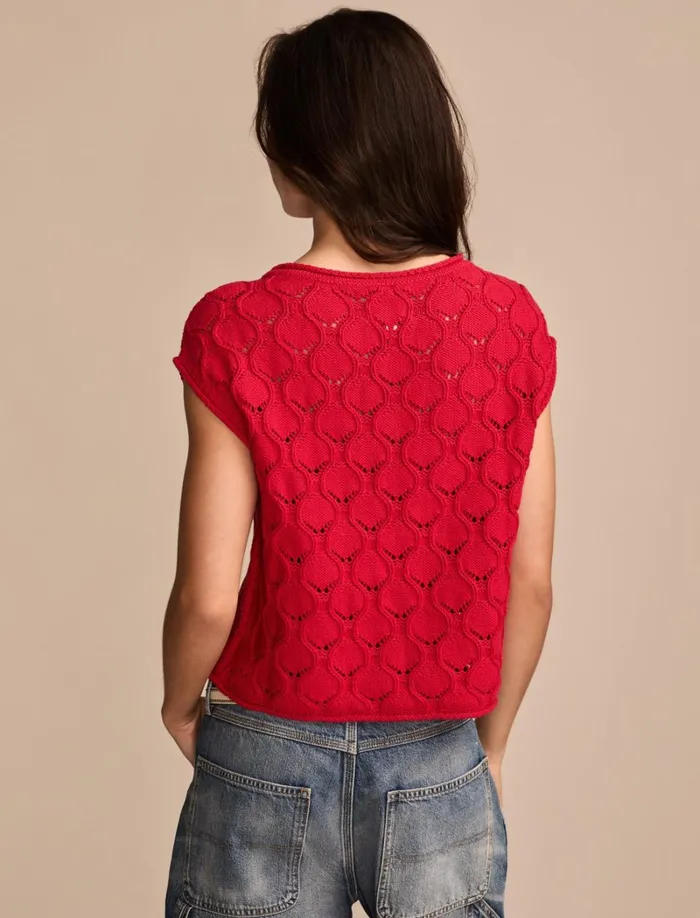 Lucky Brand Sweaters and Sweatshirts Women Pointelle Bobble Sweater Vest Lollipop