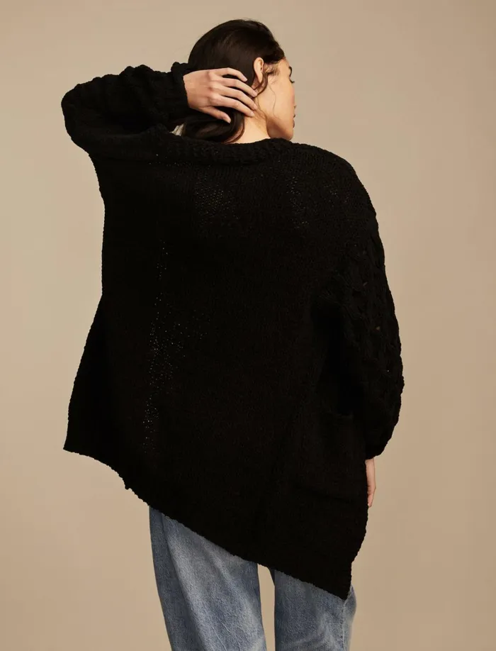 Lucky Brand Sweaters and Sweatshirts Women Textured Sleeve Cardigan 001 Black
