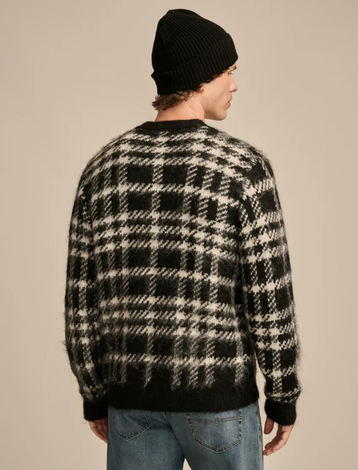 Lucky Brand Sweaters Men Jacquard Brushed Cardigan Black Combo