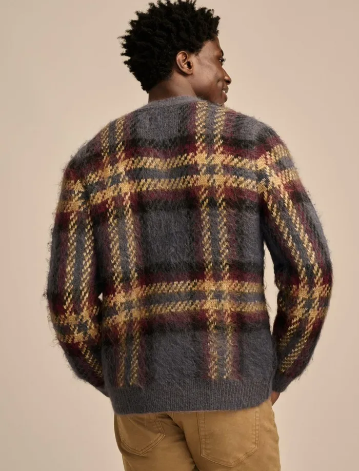 Lucky Brand Sweaters Men Jacquard Brushed Cardigan Denim Multi