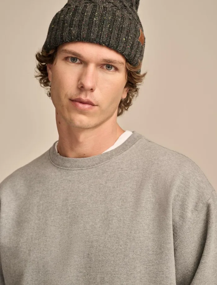 Lucky Brand Sweaters Men Relaxed Fleece Crew Heather Grey