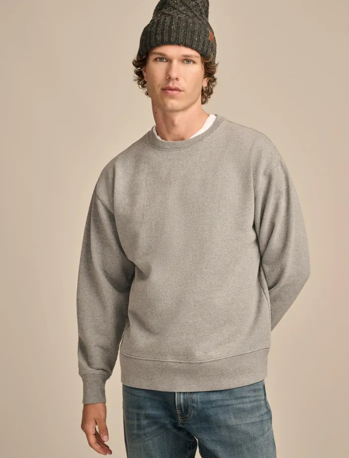 Lucky Brand Sweaters Men Relaxed Fleece Crew Heather Grey