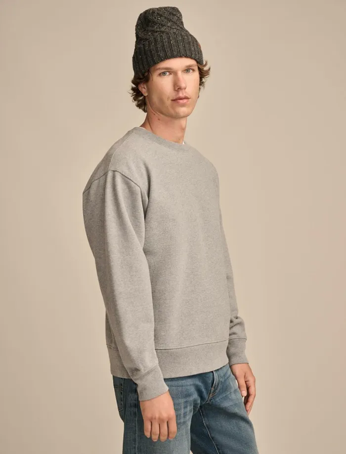 Lucky Brand Sweaters Men Relaxed Fleece Crew Heather Grey