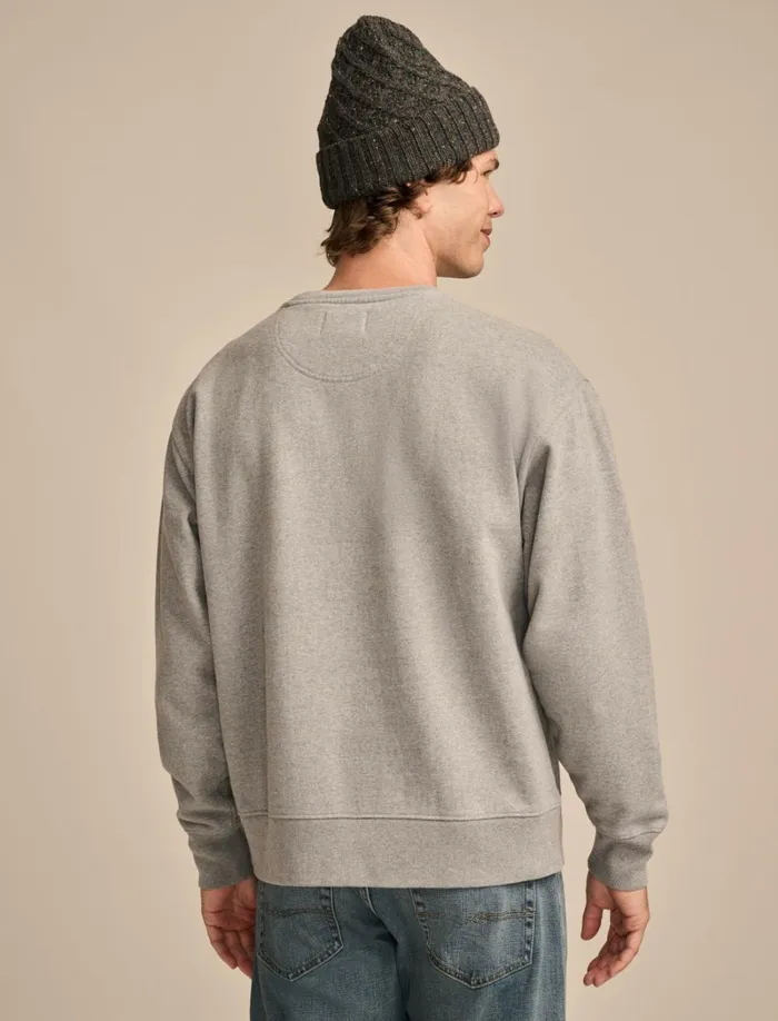 Lucky Brand Sweaters Men Relaxed Fleece Crew Heather Grey