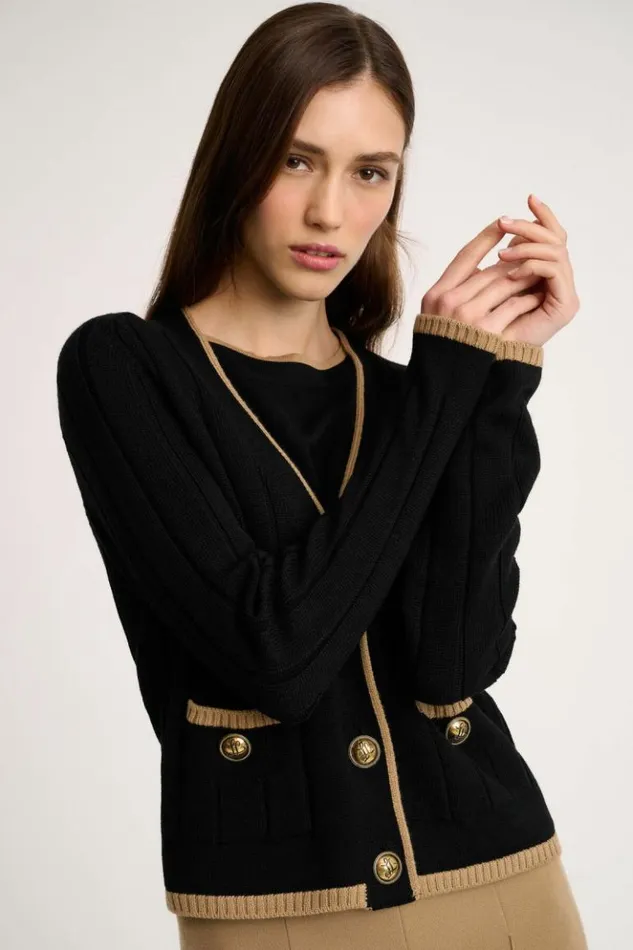 Luisa Spagnoli Cardigan Mozione 8211 Bon Ton Cardigan Blackcamel 8211 Women