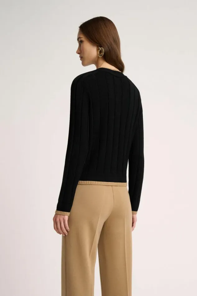Luisa Spagnoli Cardigan Mozione 8211 Bon Ton Cardigan Blackcamel 8211 Women Luisa Spagnoli Cardigan Mozione 8211 Bon Ton Cardigan Blackcamel 8211 Women
