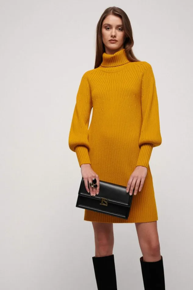 Luisa Spagnoli Dresses and Jumpsuits Metius 8211 Wool Dress Mustard 8211 Women Luisa Spagnoli Dresses and Jumpsuits Metius 8211 Wool Dress Mustard 8211 Women