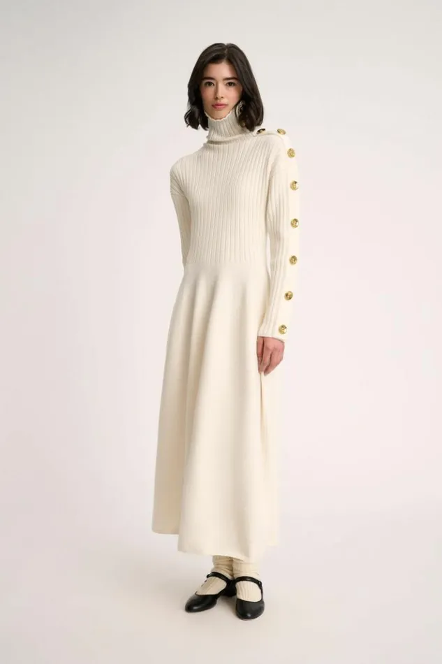Luisa Spagnoli Dresses and Jumpsuits Miriam 8211 Dress With Buttons 8211 Fashion Show Cream 8211 Women Luisa Spagnoli Dresses and Jumpsuits Miriam 8211 Dress With Buttons 8211 Fashion Show Cream 8211 Women