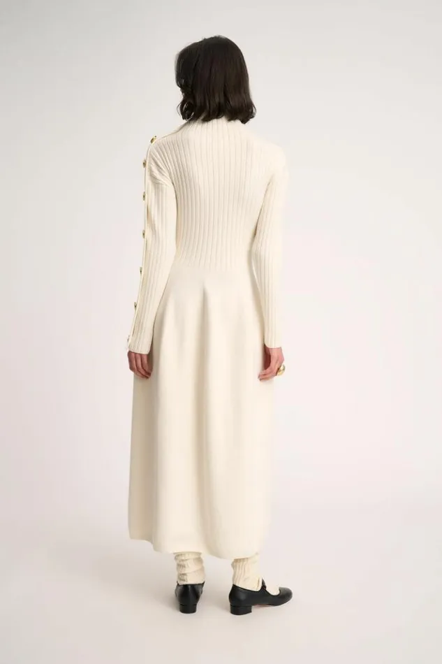 Luisa Spagnoli Dresses and Jumpsuits Miriam 8211 Dress With Buttons 8211 Fashion Show Cream 8211 Women Luisa Spagnoli Dresses and Jumpsuits Miriam 8211 Dress With Buttons 8211 Fashion Show Cream 8211 Women