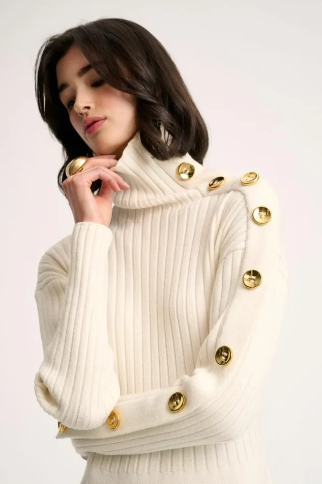 Luisa Spagnoli Dresses and Jumpsuits Miriam 8211 Dress With Buttons 8211 Fashion Show Cream 8211 Women Luisa Spagnoli Dresses and Jumpsuits Miriam 8211 Dress With Buttons 8211 Fashion Show Cream 8211 Women