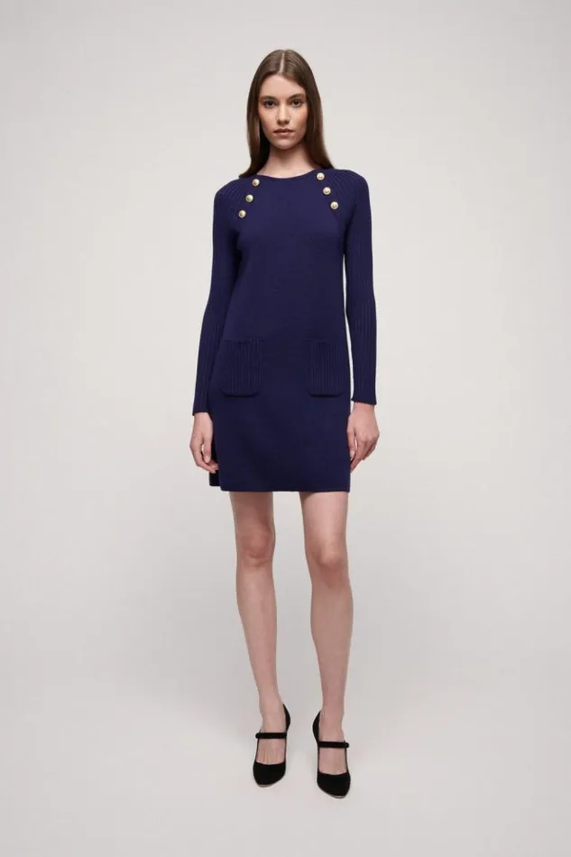 Luisa Spagnoli Dresses and Jumpsuits Mitezza 8211 Wool Dress Blue Purplish 8211 Women