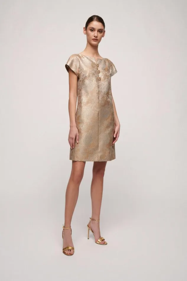 Luisa Spagnoli Formal Dresses Giorgina 8211 Short Elegant Dress Gold 8211 Women