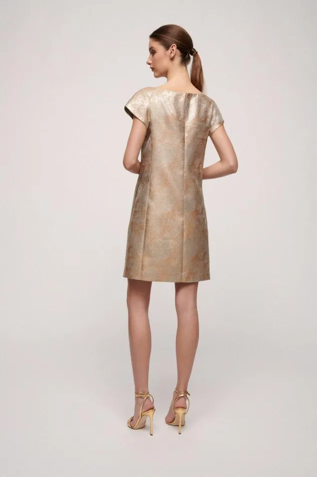 Luisa Spagnoli Formal Dresses Giorgina 8211 Short Elegant Dress Gold 8211 Women Luisa Spagnoli Formal Dresses Giorgina 8211 Short Elegant Dress Gold 8211 Women
