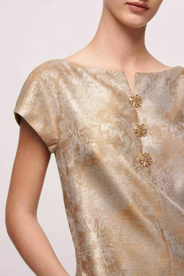 Luisa Spagnoli Formal Dresses Giorgina 8211 Short Elegant Dress Gold 8211 Women Luisa Spagnoli Formal Dresses Giorgina 8211 Short Elegant Dress Gold 8211 Women