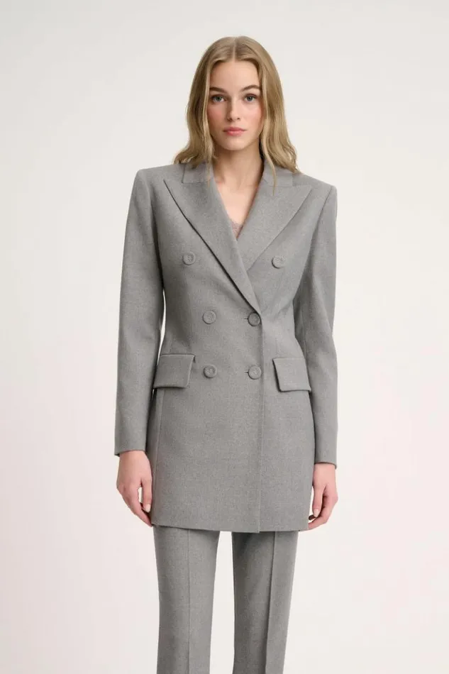 Luisa Spagnoli Jackets and Blazers Signorile 8211 DoubleBreasted Jacket Grey Melange 8211 Women Luisa Spagnoli Jackets and Blazers Signorile 8211 DoubleBreasted Jacket Grey Melange 8211 Women