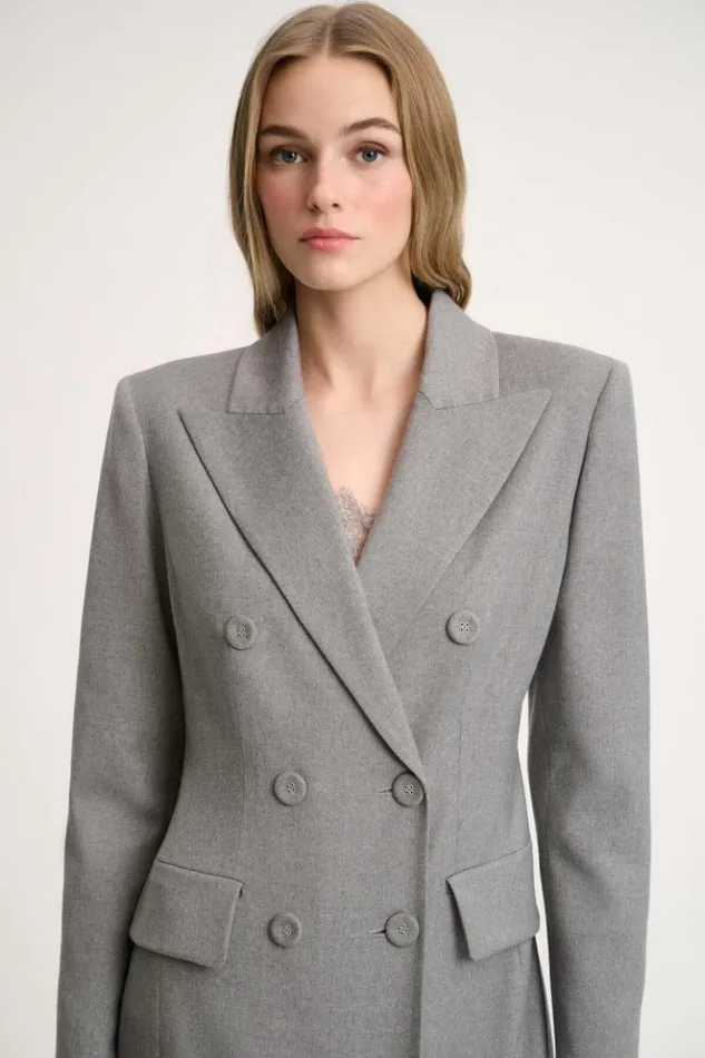 Luisa Spagnoli Jackets and Blazers Signorile 8211 DoubleBreasted Jacket Grey Melange 8211 Women Luisa Spagnoli Jackets and Blazers Signorile 8211 DoubleBreasted Jacket Grey Melange 8211 Women