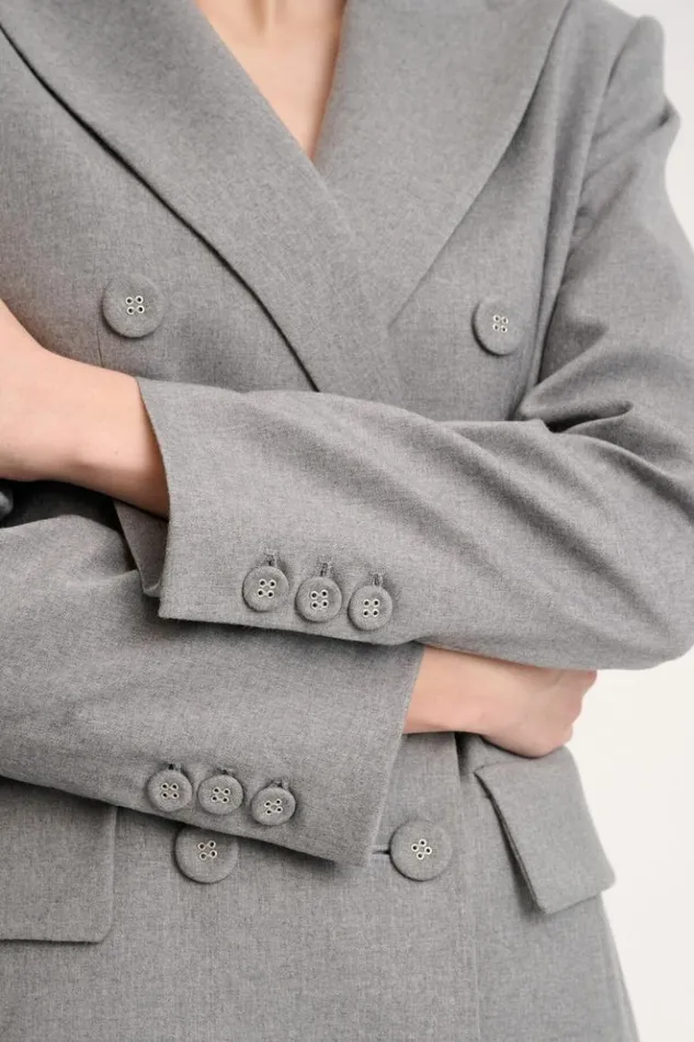 Luisa Spagnoli Jackets and Blazers Signorile 8211 DoubleBreasted Jacket Grey Melange 8211 Women Luisa Spagnoli Jackets and Blazers Signorile 8211 DoubleBreasted Jacket Grey Melange 8211 Women