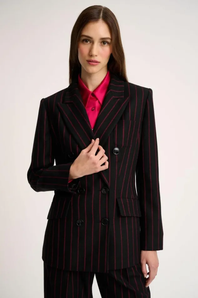 Luisa Spagnoli Jackets and Blazers Sovente 8211 Striped Jacket Blackfuchsia 8211 Women