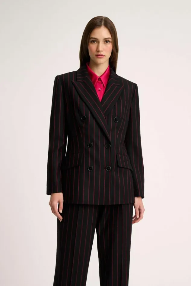 Luisa Spagnoli Jackets and Blazers Sovente 8211 Striped Jacket Blackfuchsia 8211 Women Luisa Spagnoli Jackets and Blazers Sovente 8211 Striped Jacket Blackfuchsia 8211 Women