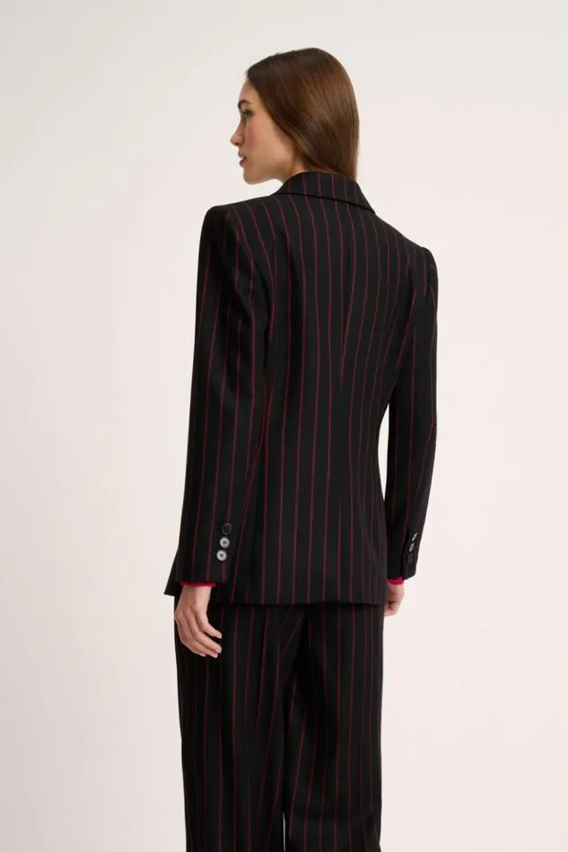Luisa Spagnoli Jackets and Blazers Sovente 8211 Striped Jacket Blackfuchsia 8211 Women Luisa Spagnoli Jackets and Blazers Sovente 8211 Striped Jacket Blackfuchsia 8211 Women