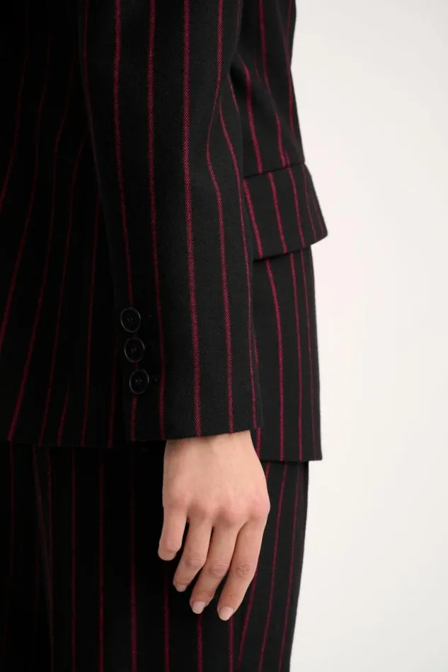 Luisa Spagnoli Jackets and Blazers Sovente 8211 Striped Jacket Blackfuchsia 8211 Women Luisa Spagnoli Jackets and Blazers Sovente 8211 Striped Jacket Blackfuchsia 8211 Women