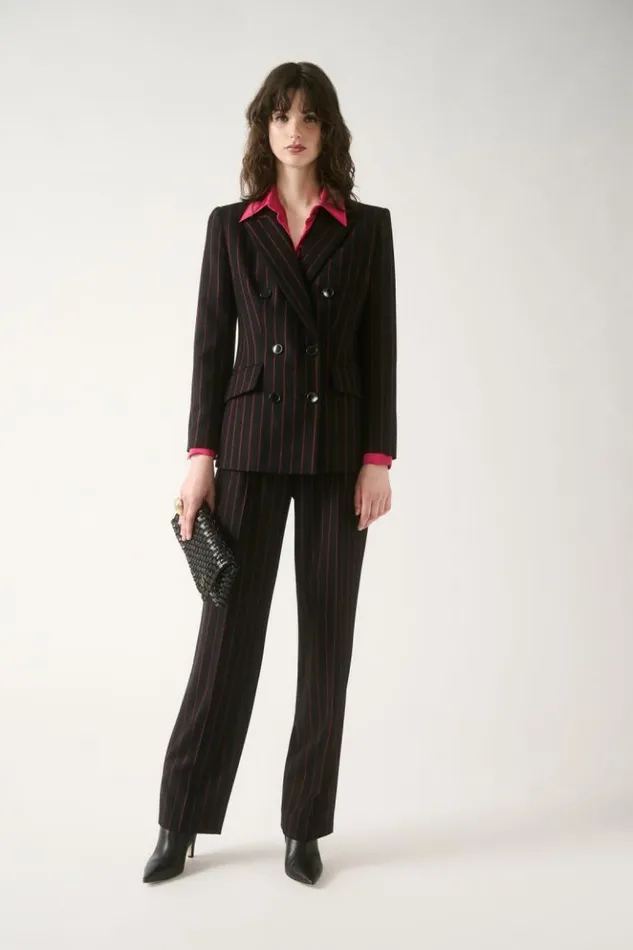 Luisa Spagnoli Jackets and Blazers Sovente 8211 Striped Jacket Blackfuchsia 8211 Women Luisa Spagnoli Jackets and Blazers Sovente 8211 Striped Jacket Blackfuchsia 8211 Women